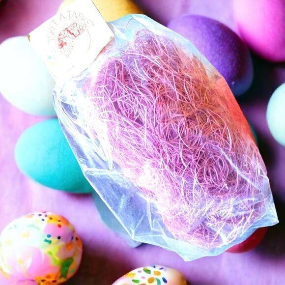 EASTER STRAW by  A TISKET A TASKET 2 LARGE BAGS.  Pink & Purple - Picture 7 of 7